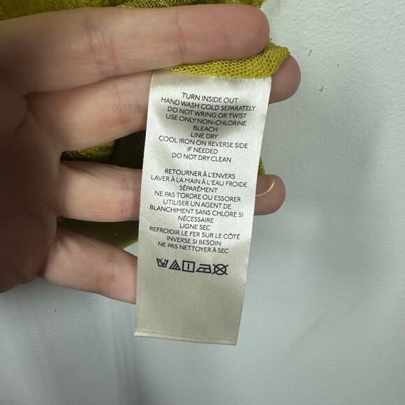 Anthropologie Top Women M Chartreuse Sequin Mock Neck Blouse Party Shell Tank - Picture 4 of 8